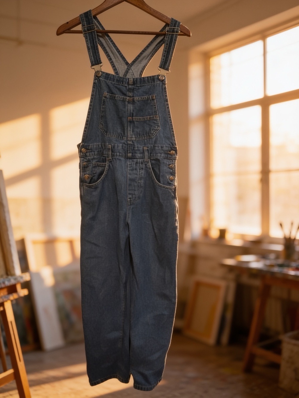 We The Free Vintage-Inspired Denim Overalls in Medium Blue